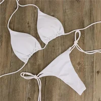 3/2 Pcs/Set Bikini Set Sexy Bikinis Bathing Suit Solid Color Halter Neck Strap Thong Women Swimsuit Set for Beach Swimwear - Image 2