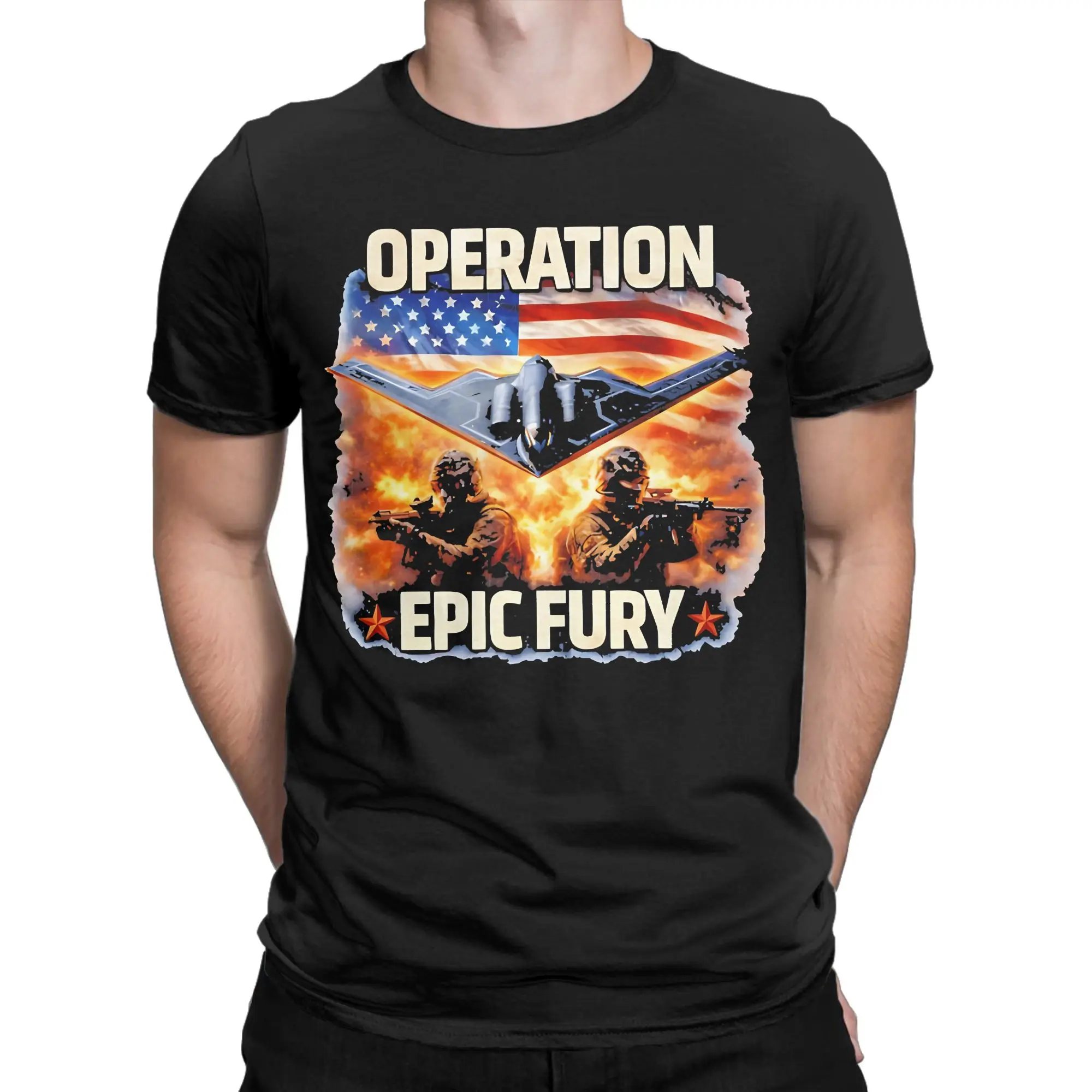 Operation Epic Fury Us Military Operations T Shirt Summer  Fashion T Shirts Cotton Top Tees Short-Sleeve Streetwear Tops