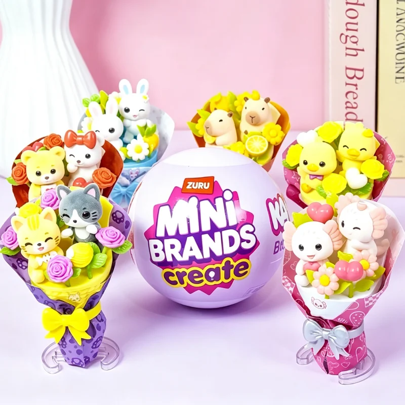 Оригинальный Zuru Mini Brands Kawaii Bouquet Capsule Series 1: Слепая капсула, коллекционная настольная игрушка-украшение, набор арт-объектов, подарок на день рождения.