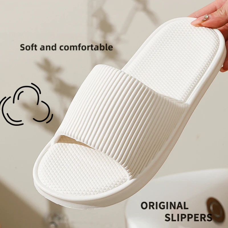 Lightweight Non-Slip Bathroom Home Slippers Women 2024 Summer Soft Eva Platform Slides Shoes Woman Couples Flat Flip Flops Mujer