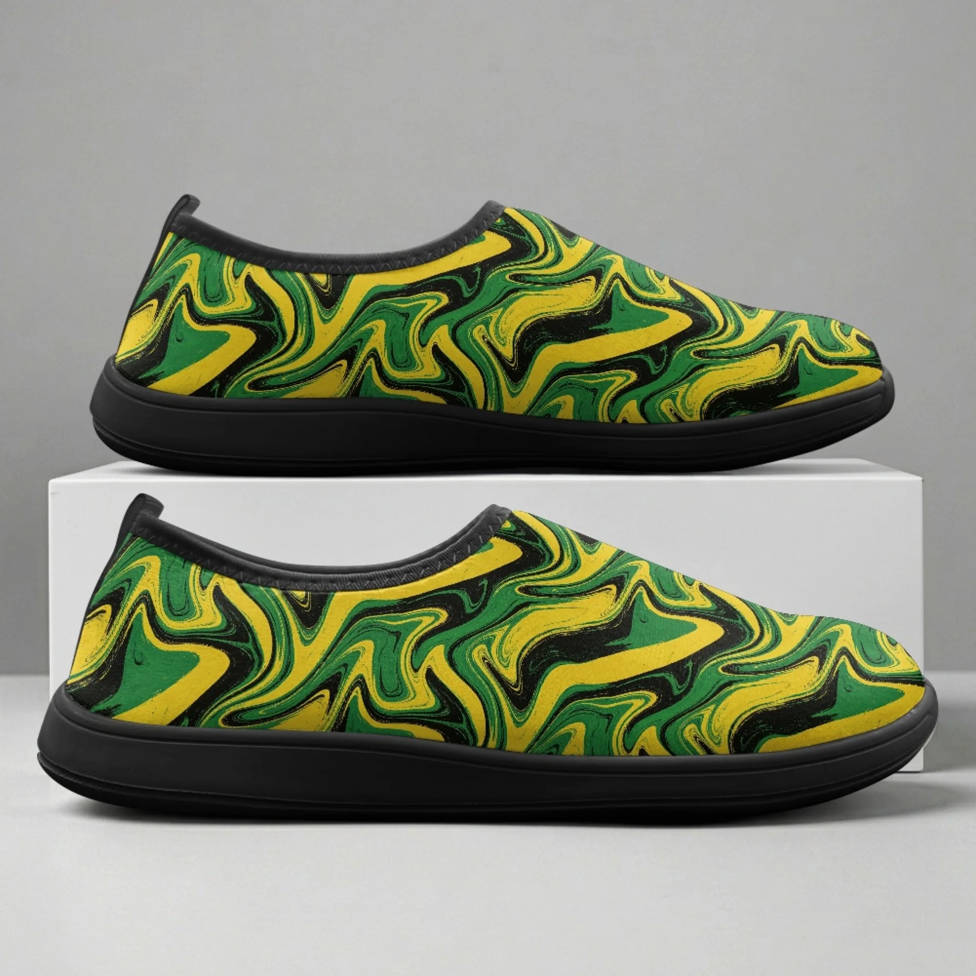 

XIXIRIMIDO Slip-on Wide-toed Shoes Jamaican Flag Men's Breathable Mesh Shoes Womens Fashion Summer Sneakers Walking Shoes 36-46