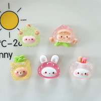 10pcs transparent resin cartoon animal fruit decorative accessories diy handmade jewelry materials making for Necklace keychain