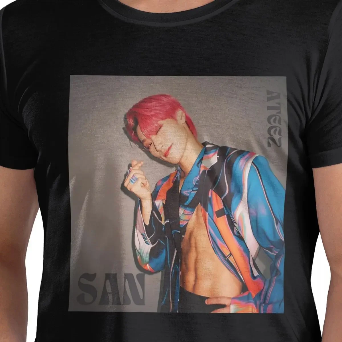 

Choi San Ateez футболка из 100% хлопка, мужские забавные футболки, мужские футболки с круглым вырезом и коротким рукавом, S-6XL