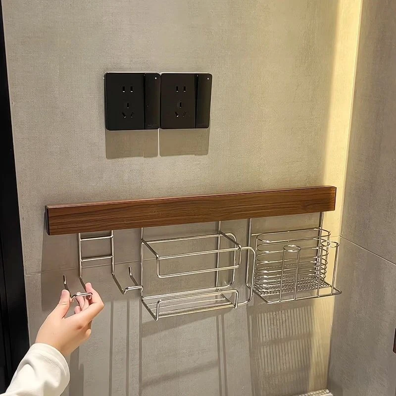 Stainless Steel Bathroom Shelves No Punching Toilet Wash Sink Wall Hanging Multifunctional Antirust Basket Floating Wall Shelves