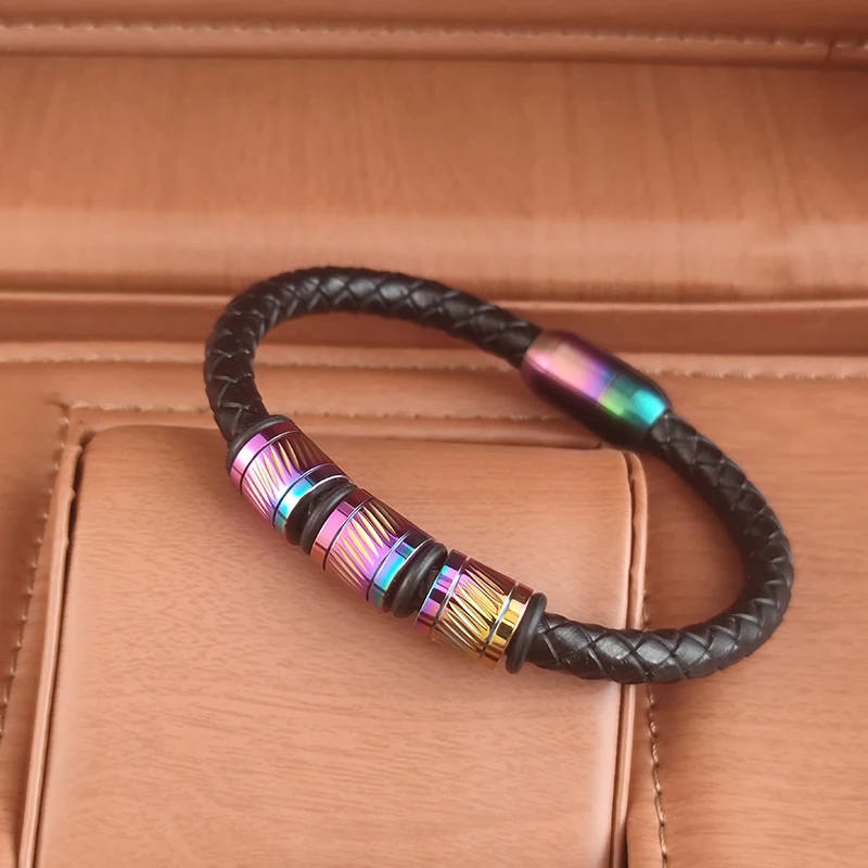 New Fashion Bronze Beaded Accessories Single Classic Leather Bracelet for Men High Quality Leather Bracelet Men Jewelry Gift