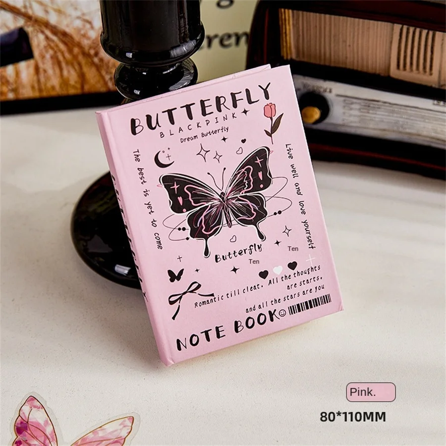 80-page fantasy butterfly pocket notebook, a portable high-value notebook for girls, a mini a7 notebook for students to carry wi