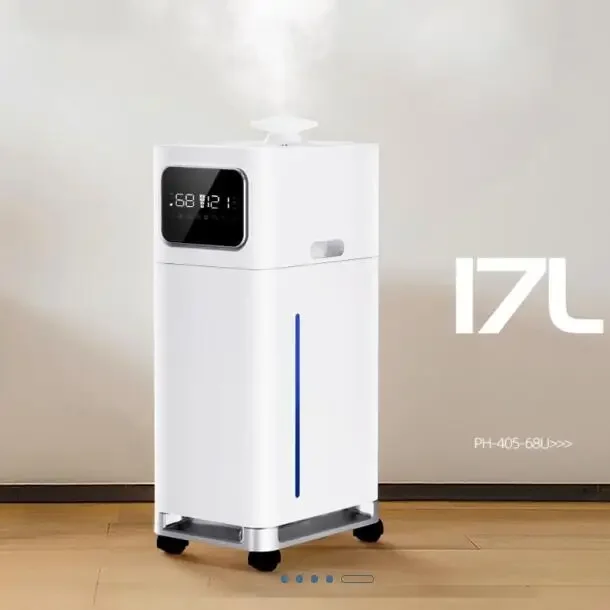 Office Use Floor Standing With Wheels Air Humidifier Filterless Uv Commercial Heater 17 Literhumidifier