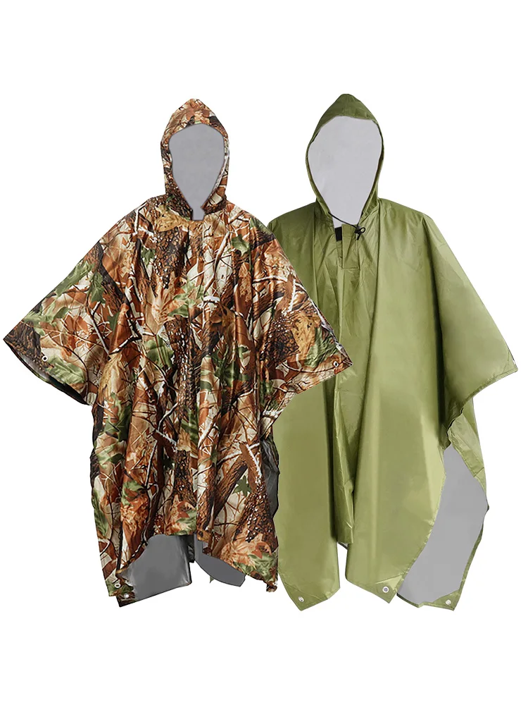 Multifunctional Raincoat Waterproof Poncho Camouflage Cover For Camping Hunting Clothes Shelter Tent Military Emergency Raincoat