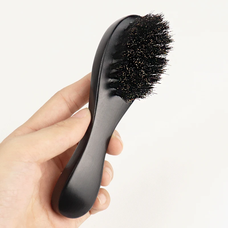 Boar Bristle Beard Brush For Men Facial Moustache Cleaning Brush With Black Wood Handle Hair Removal Neck Duster Brushes