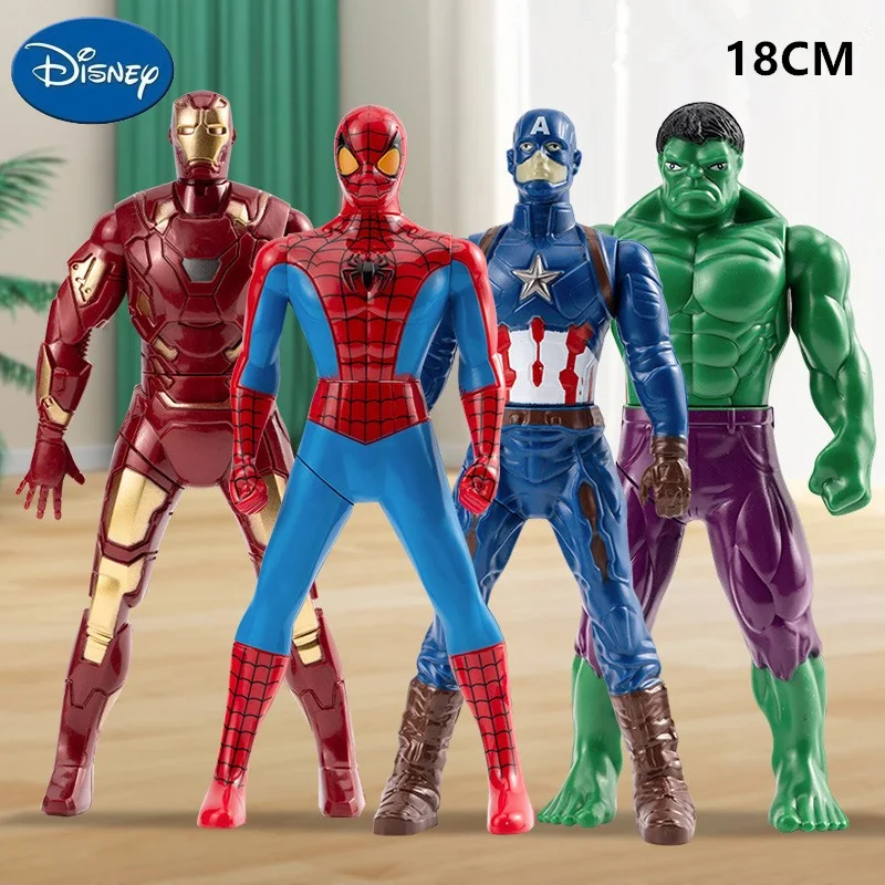 18cm Disney Spiderman Hulk Ironman Action Figure Christmas Gift Pvc Movable Joints Rotatable Doll Collection Model Gifts