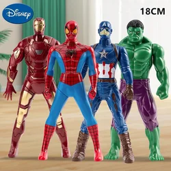 Disney-Homem-Aranha, Hulk, Homem-Ferro, Articulações Móveis em PVC, Boneca Rotativa, Modelo de Coleção, Presente de Natal, 18cm