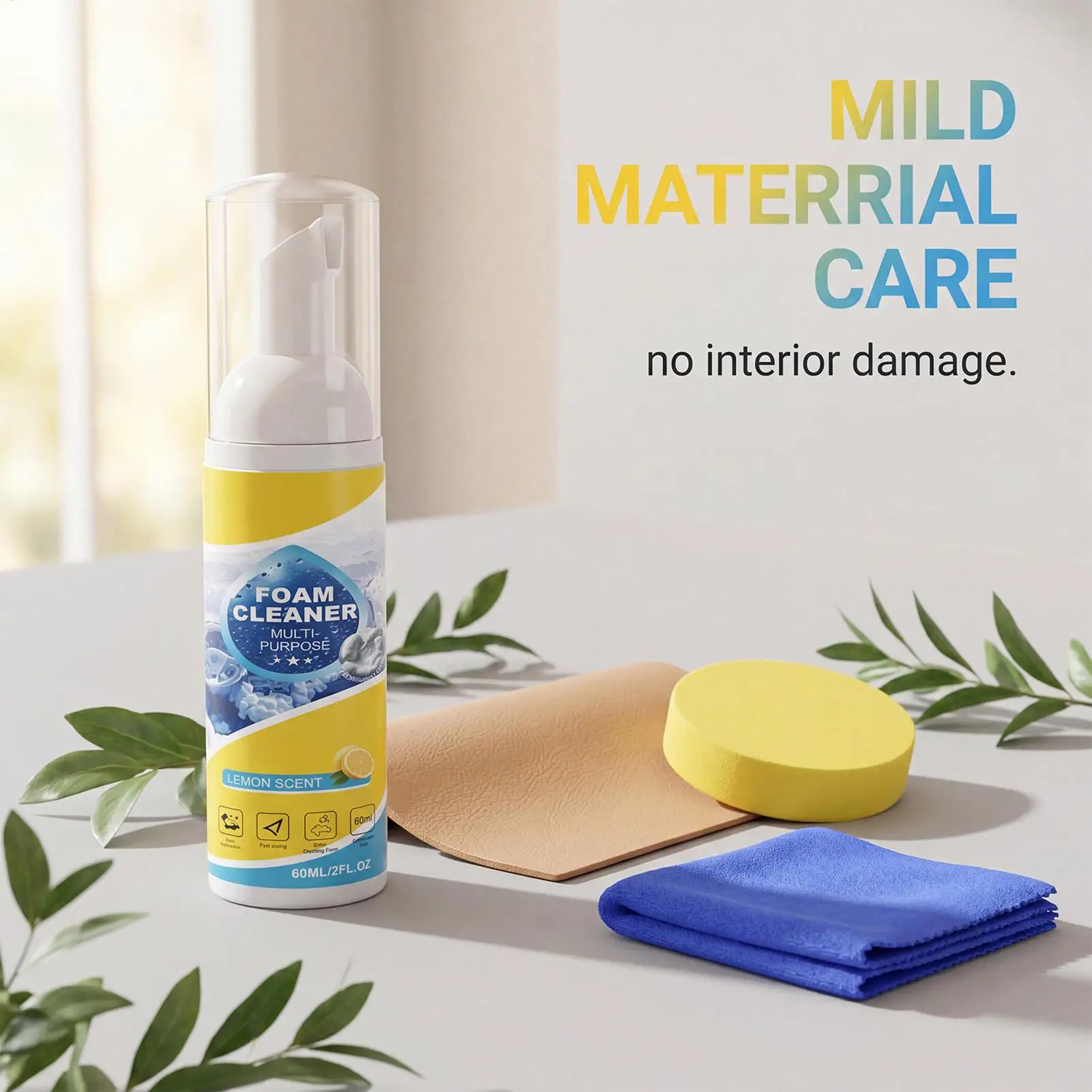 60ml Foam Cleaner For Car Multi-Purpose Powerful Agent Car Fabric Cleaner For Vehicle Couch Furniture Home Kitchen Bathroom