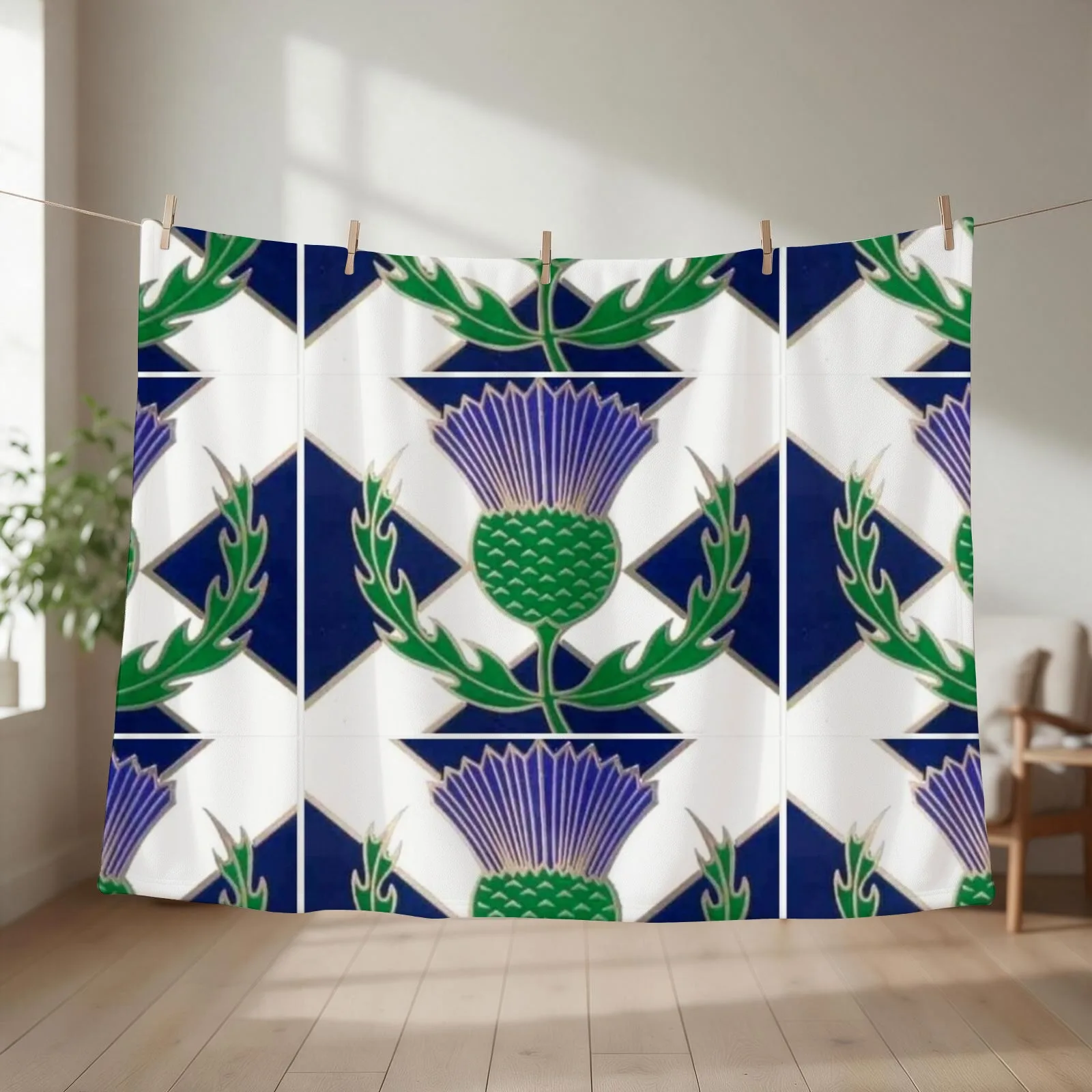 Flag of Scotland and Thistle Throw Blanket couch cozy soft plush fuzzy picnic outdoor blanket