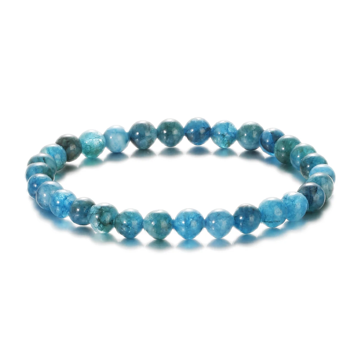 Natural Stone Blue Ocean Apatite Round Beads Elastic Bracelet Healing Bracelet Women Jewelry Gifts 6 8mm Wealth