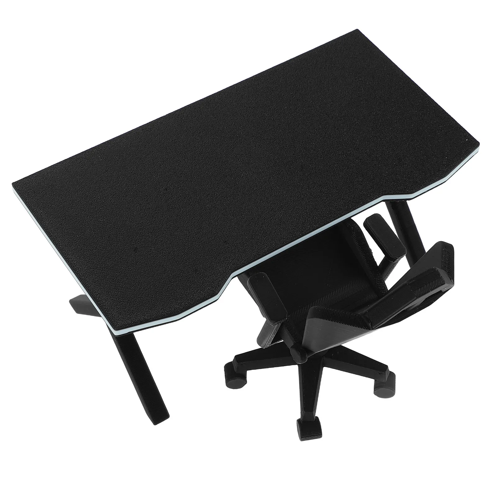 1Set Miniature Gaming Desk and Chair Set 1:12 Scale Realistic Plastic Mini Furniture for Dollhouse Room Decoration Mini Gaming