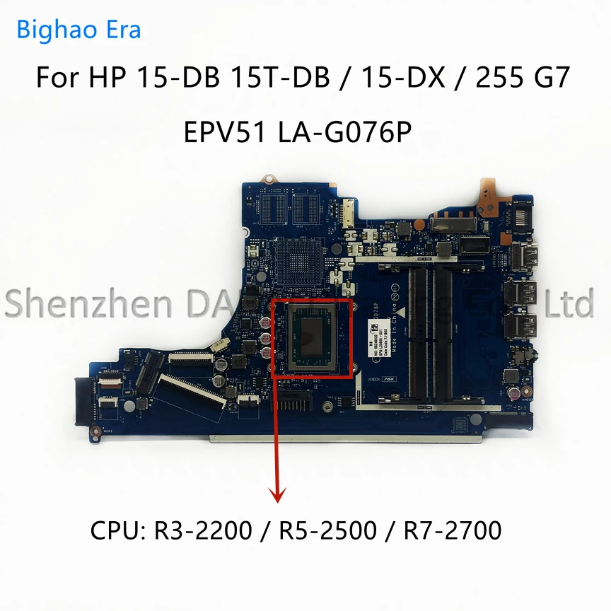 

EPV51 LA-G076P For HP 15T-DB 15-DB 15-DX 255 G7 Laptop Motherboard With R3-2200 R5-2500 R7-2700 CPU DDR4 L20666-601 L20664-601