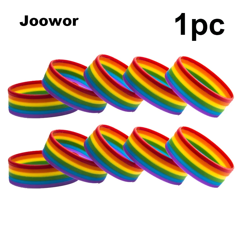 1pc Rainbow Flag Silicone Rubber Bracelets Sports Wrist Band Bangle for Women Men