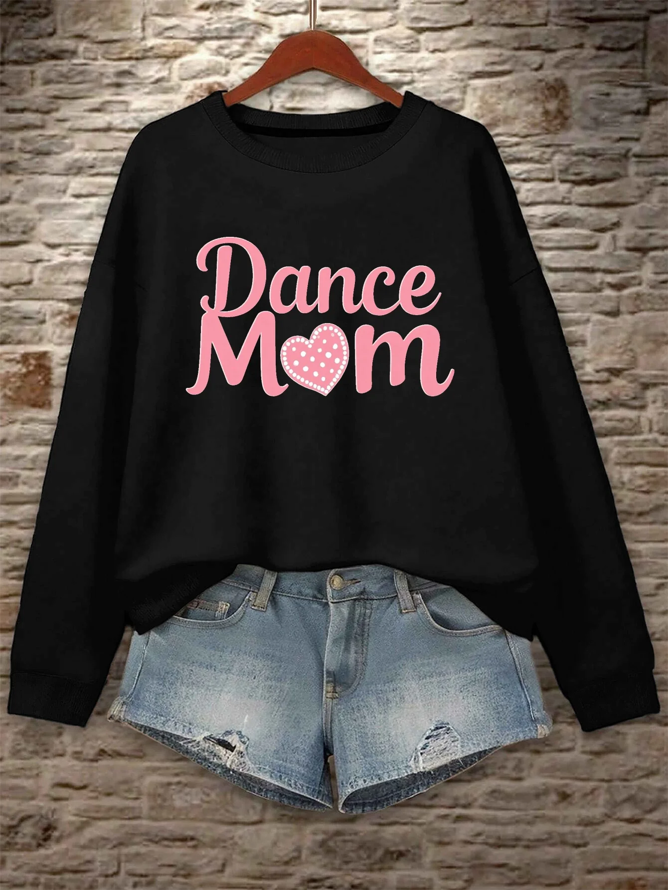 Dance Mom with Heart Women's Plus Size Sweatshirt - Polyester, Knit Fabric, Regular Length, Long Sleeve, No Belt, Casual Style