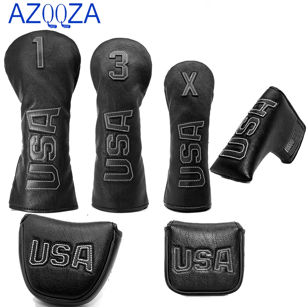 

Golf Driver Head Covers,Golf Fairway Headcover Cover,Golf Wood Headcovers USA Rescue Black Cool Thick Synthetic Leather