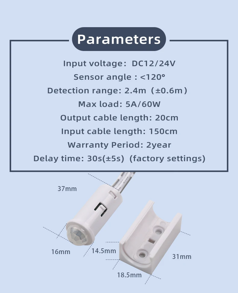5A LDE Infrarot-Automatikschalter DC12/24V PIR Infrarot-Bewegungsmelder-Schalter – Detail 4