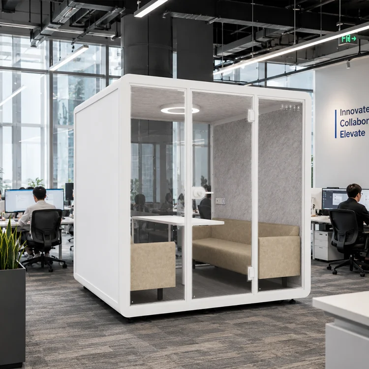 Soundproof Office Pod Acoustic Office Pod Hybrid Office Booth 4 Person Meeting Pod