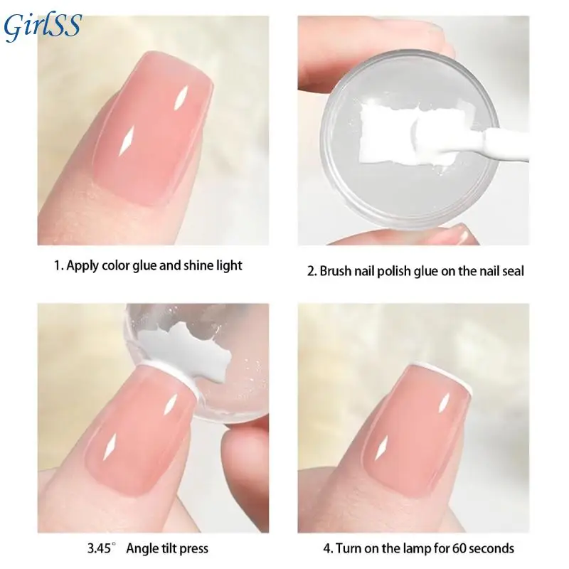 Tampon à ongles à pointe française, tampon Double face en Silicone pour Art, T4MB