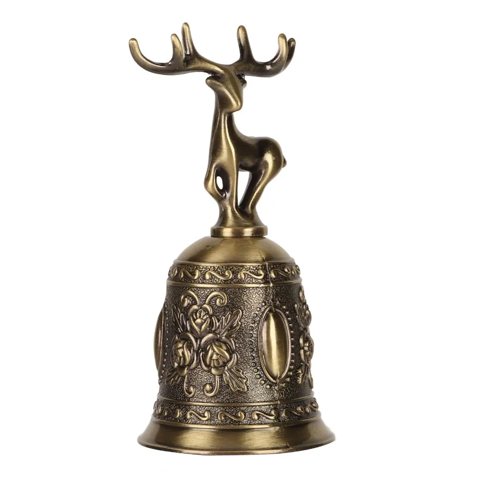 Decorative Bells Zinc Alloy Deer Shape Hand Bell Engraved Gold Call Bell Bronze Polished Decorative Hand Bell Wedding Events
