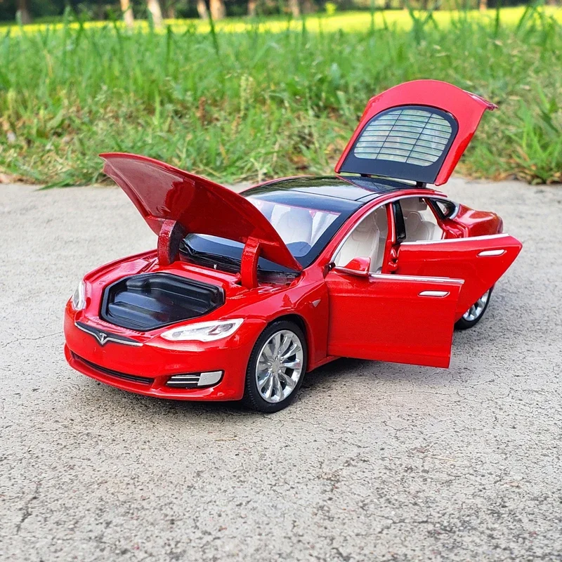 Free Shipping new 1:32 Alloy Car Tesla Model S MODEL3 Model X Metal Model Car Six-Door Sound And Light Pull Back Toy Car Gift