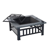 Multi-Function Square Fire Pit Garden Backyard BBQ Charcoal Grills Outdoor Charcoal Fireplace Premium Fire Pits