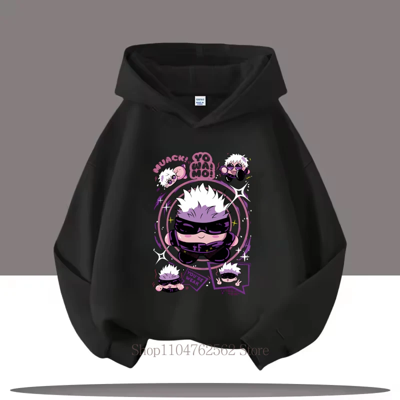 Jujutsu Kaisen الكرتون الأطفال هوديس خريف شتاء بنين بنات لطيف كم طويل بلايز كم طويل بلايز الاطفال الصوف بلوزات #1