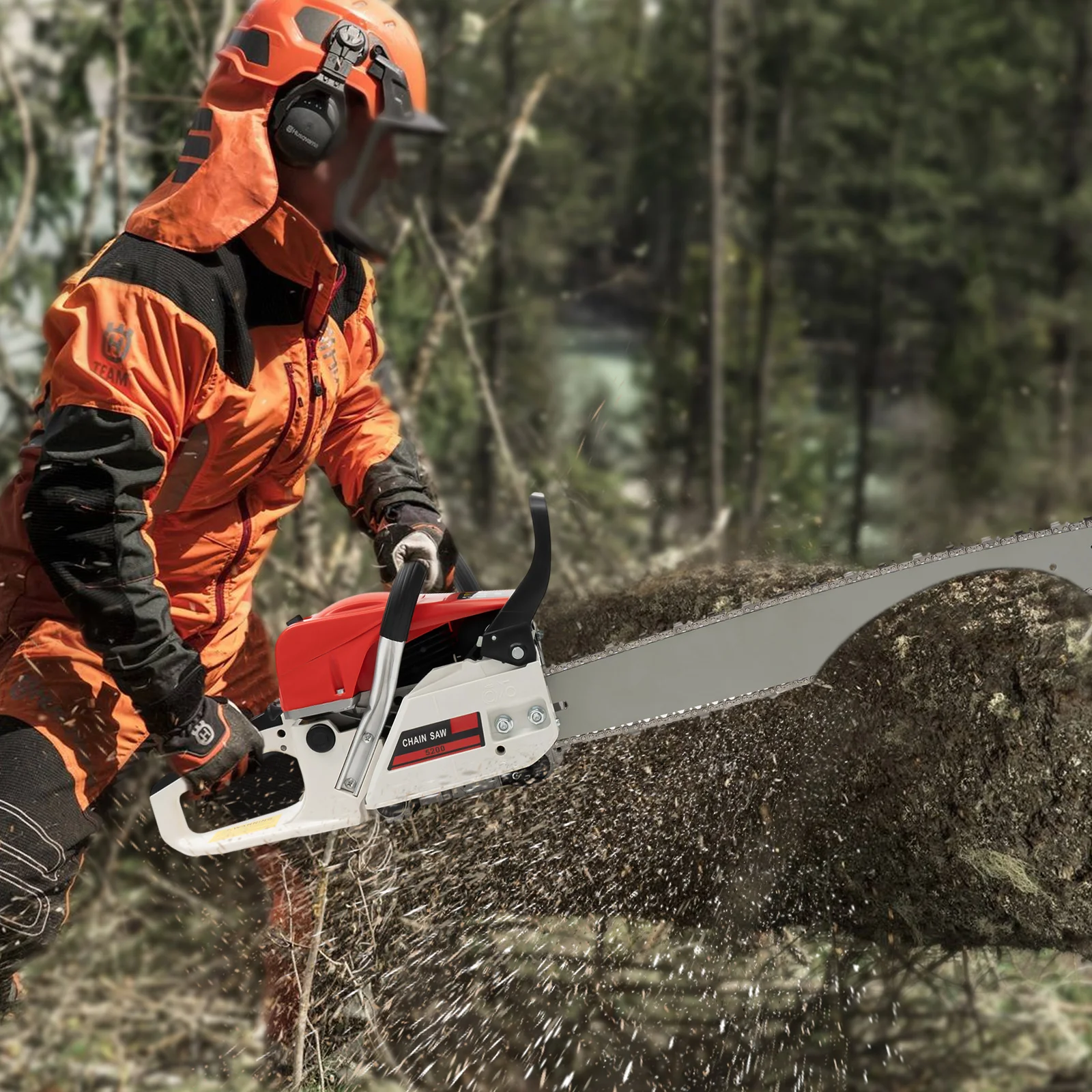 

52CC Gasoline Chainsaw Gas Sawing Chain Saw Set for Forest Harvesting Cutting Wood Pruning Branches Gardening Home Woodworking