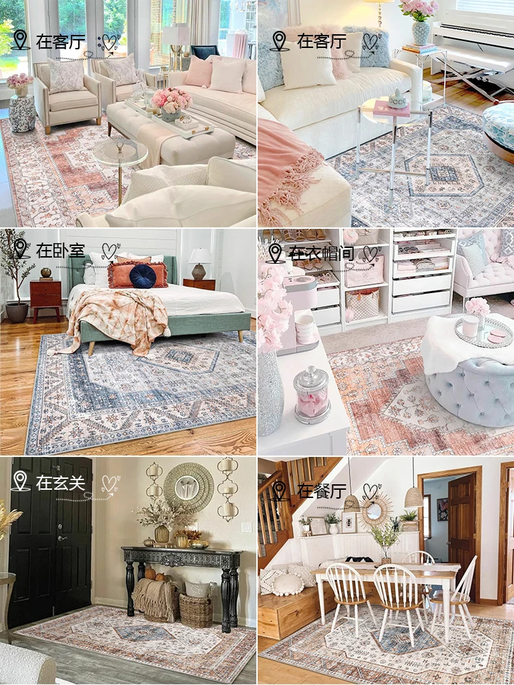 Bohemian American Style Carpets Living Room Girl Room Modern Pink Rugs Home Thicken Sofa Carpet Home Decor Europe Persian Rug