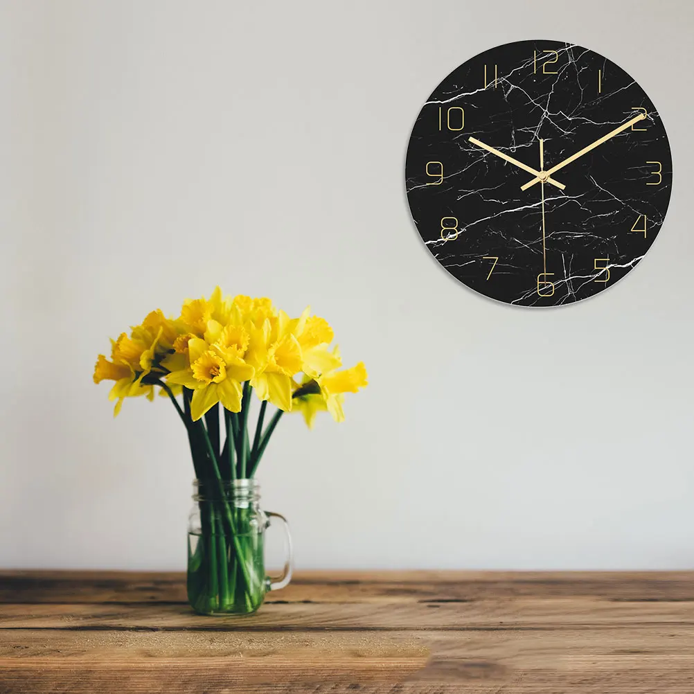 

Marble Wall Clock Printing for Home Household Movement Acrylic Living Room Decor