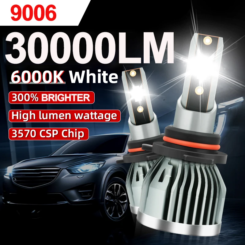 

9005 9006 Cooling System 30000LM Car LED Headlight Bult in Driver High Quality 3570 CSP Chips LED Bulbs
