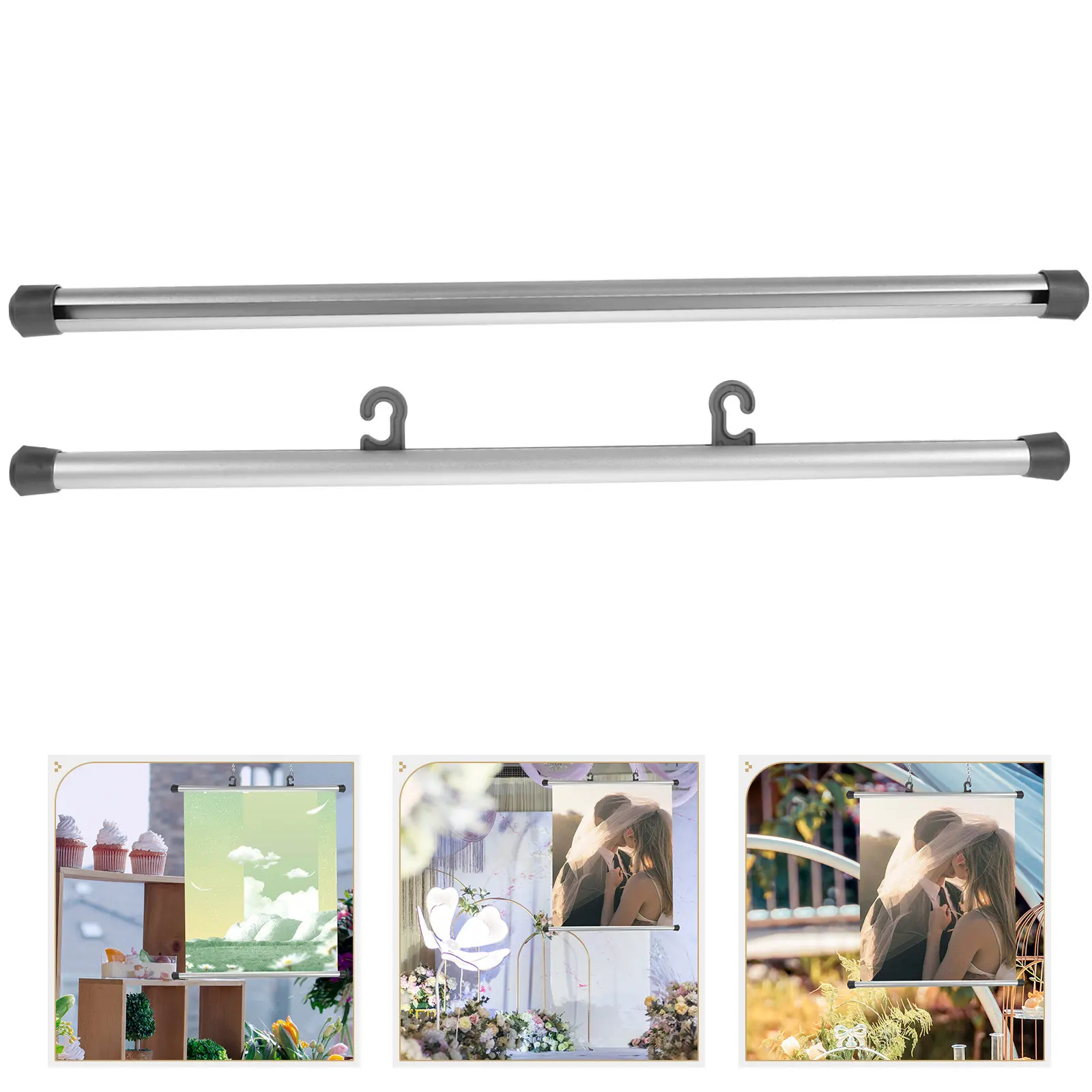 2Pcs Aluminium Alloy Poster Hanger Clip Frame for Posters Prints Photos Fabrics Easy Adjust Length Wall Decor Painting Scroll