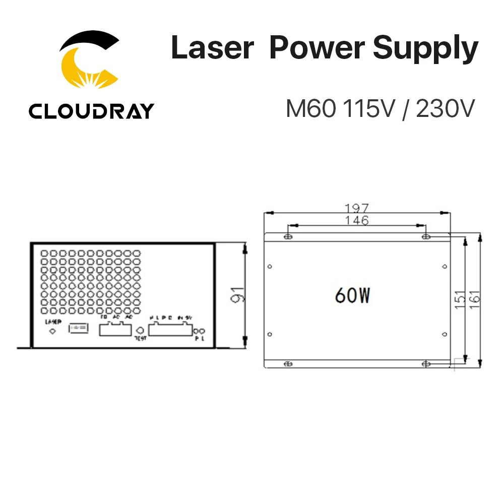 Cloudray 60W CO2 Laser Power Supply 115V/230V for CO2 Laser Engraving Cutting Machine M60 category