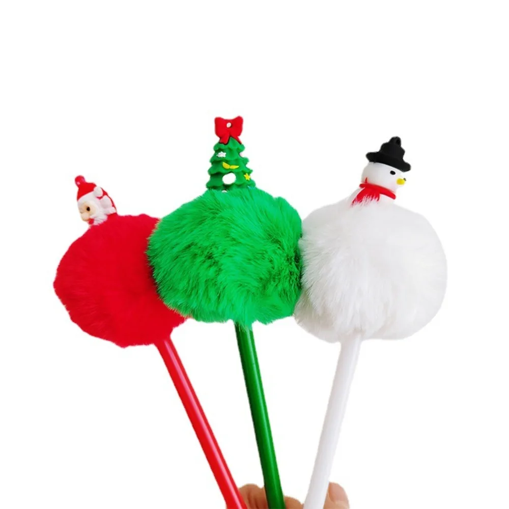 Multicolor Plush Santa Ballpoint Pen Fluffy Plush Plush Santa Claus Gel Pen Snowman Christmas Tree Christmas Plush Pens