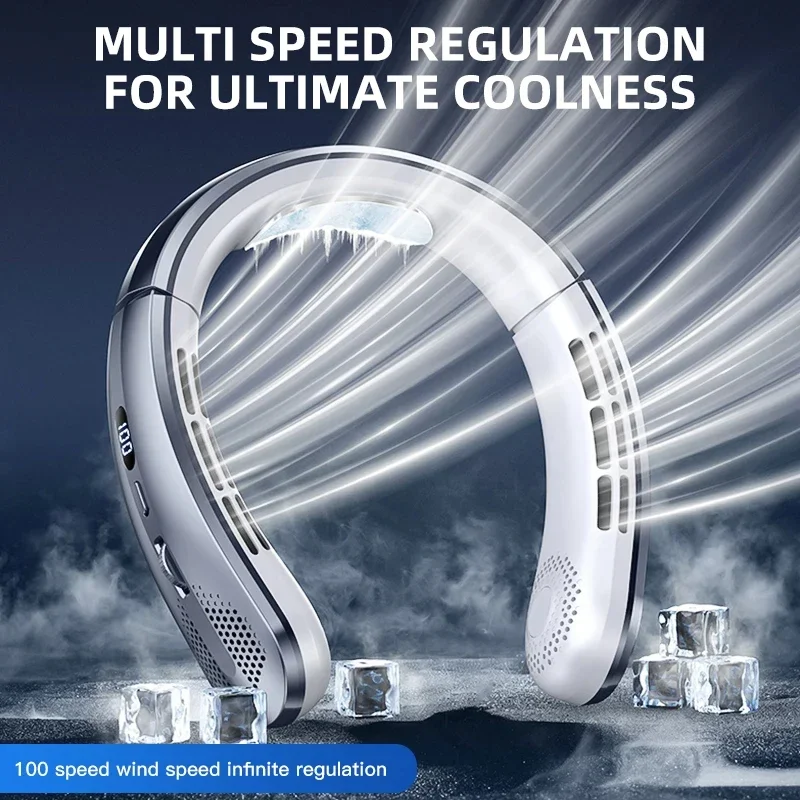 

Air Cooler USB Hanging Neck Fan Portable Bladeless Mini Rechargeable Mute LED Digital Display Electric Fans 2025 New