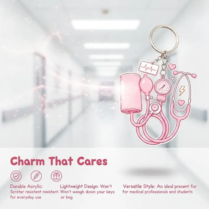 2D Acrylic Flat Keychain Clear Print Funny Pattern Sturdy Rustproof Metal Ring Purse Charm Graduation Souvenir
