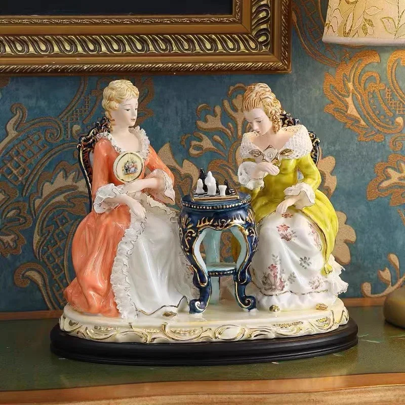 

European ceramic ornaments exquisite lace porcelain doll ornaments handmade creative home living room crafts furnishings.