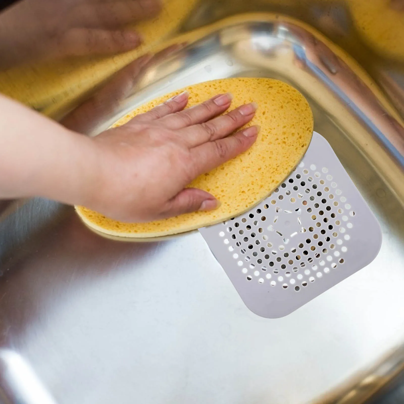 

4pcs Silicone Kitchen Sink Drain Strainer Square Non-Clogging Floor Drain Cover Hair Catcher Sink Sewer Cover Filter Durable