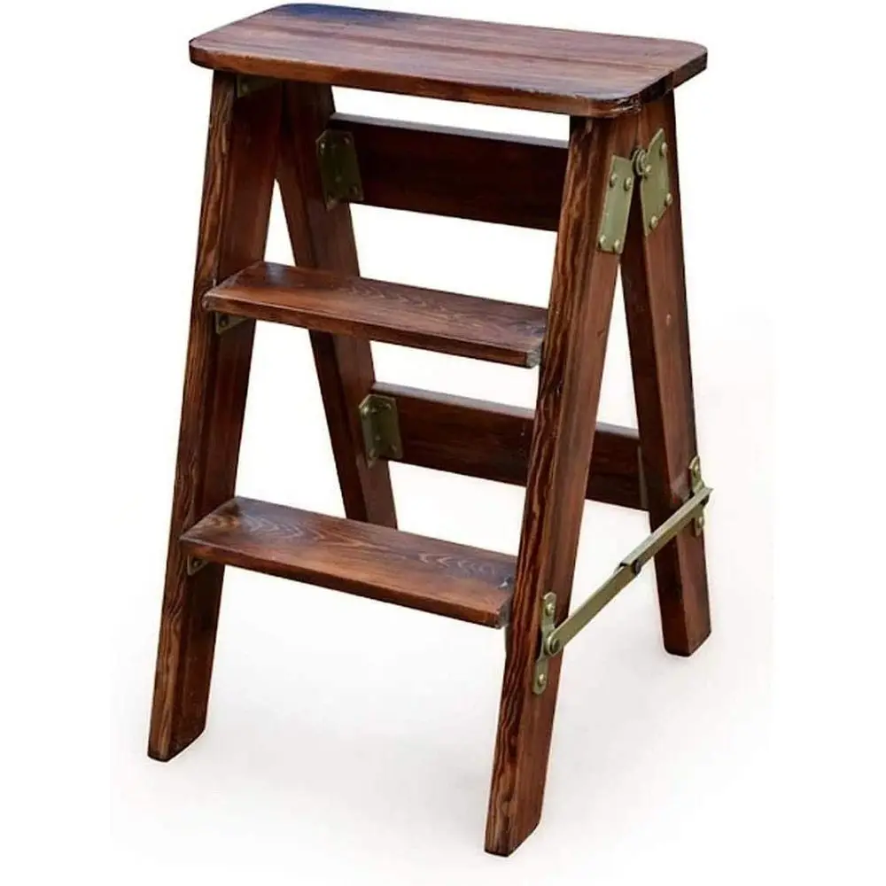 

Портативная 3-ступенчатая деревянная многофункциональная лестница-табурет - из массива дерева, для высоких работ, цветная # 3