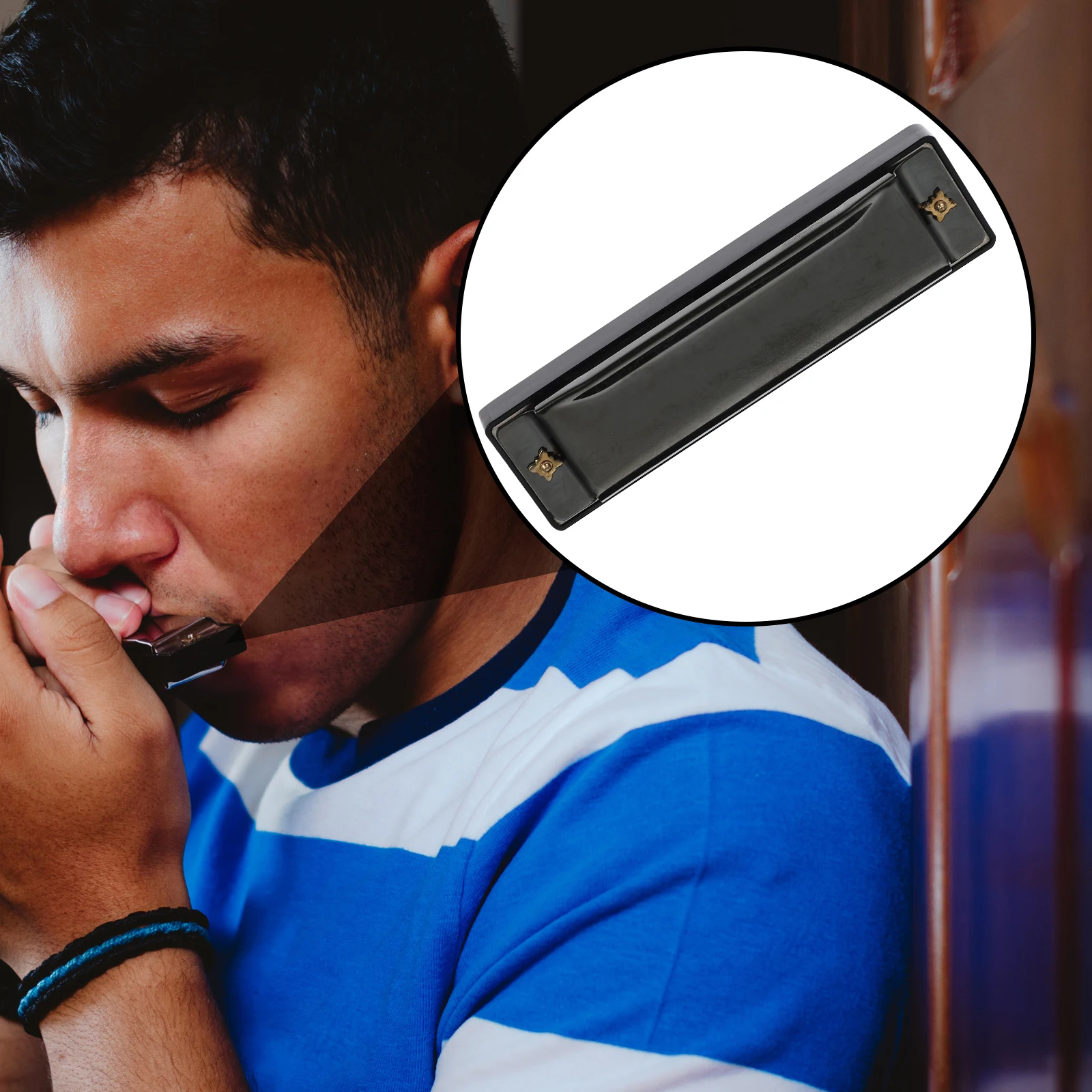 

10 -holes Harmonica Ten Portable for Adults Beginner Harmonicas Music Child Instrument Musical Black Student