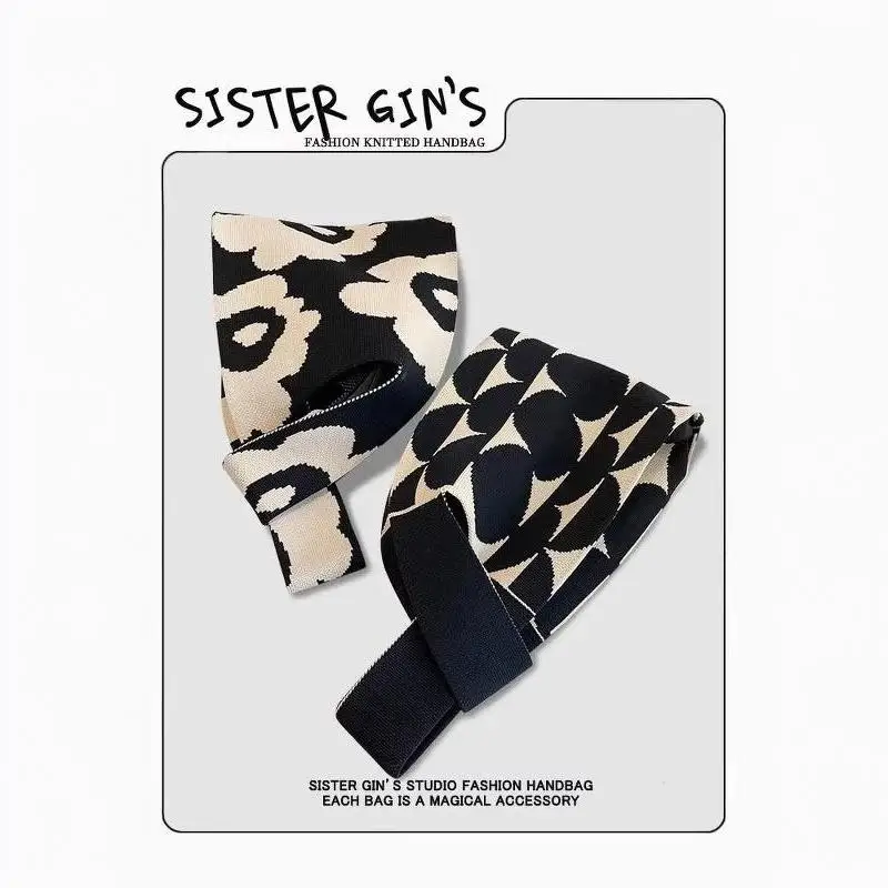 Modische handgefertigte Strickhandtaschen für Damen, Mini-Knoten-Handgelenktasche, koreanische Casual-Tragetasche, wiederverwendbare Einkaufstaschen – Detail 4