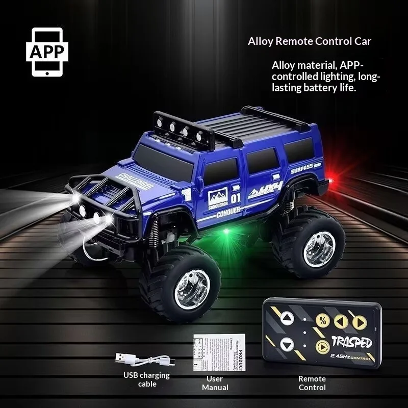 

Hot Mini Alloy Remote Control Off-Road Vehicle Bluetooth Remote Control Car 1:64 Light Pocket Children'S Toy Gift