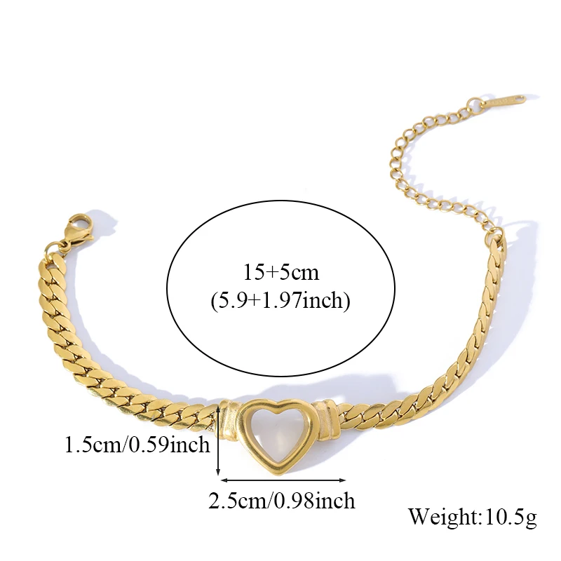 GANEMLY 316L Edelstahl Hohl Herz Halskette Armbänder Wasserdicht Schmuck Charme Metallic Gold Farbe Kette Mode Dame Geschenk – Detail 4