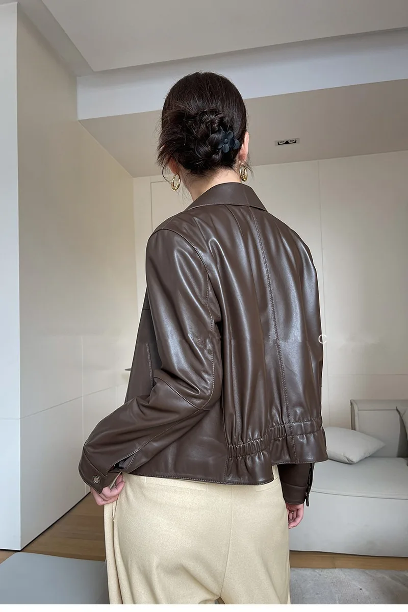 Hot-selling fashion autumn genuine leather women's short jacket high-end fall sheepskin slimming new leather jacket