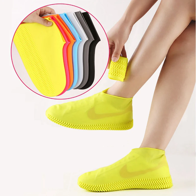 2pcs Shoe Cover Latex Water Proof Reusable Unisex Shoes Protector Anti-slip Rain Boot Pads For Rainy Day Covers Shoe Accessories