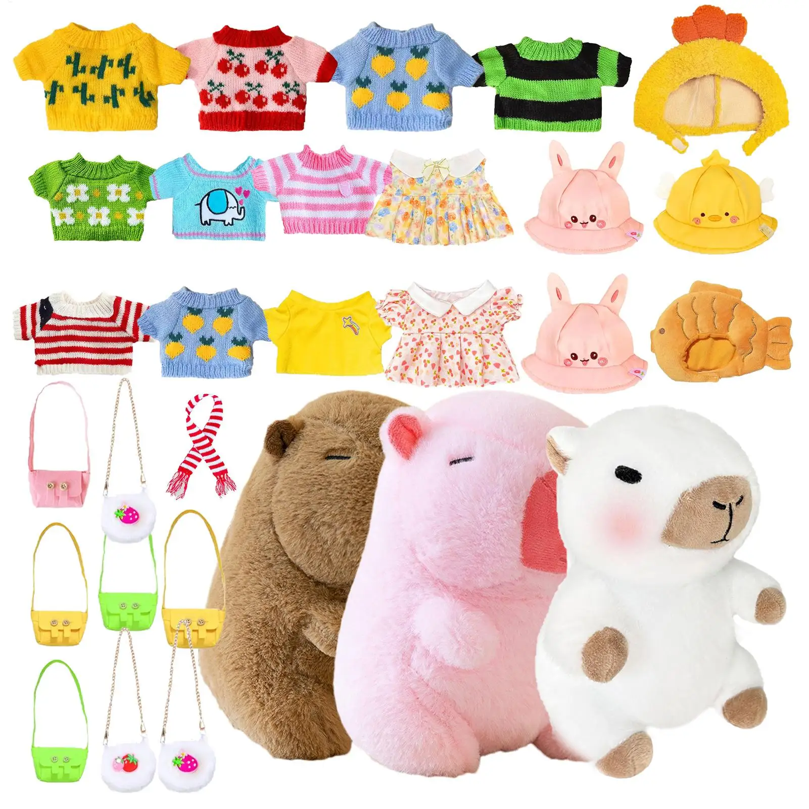 23cm Capybara Plush Toy Kids Ultra Soft Dress up Dolls with Clothes and Accessories Animal Plushies for Kids Birthday Gift