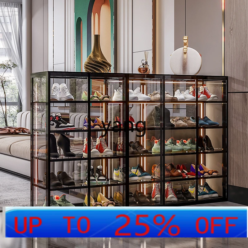 

LH glass door shoe cabinet household entrance foyer entrance cabinet large capacity simple modern all aluminum alloy